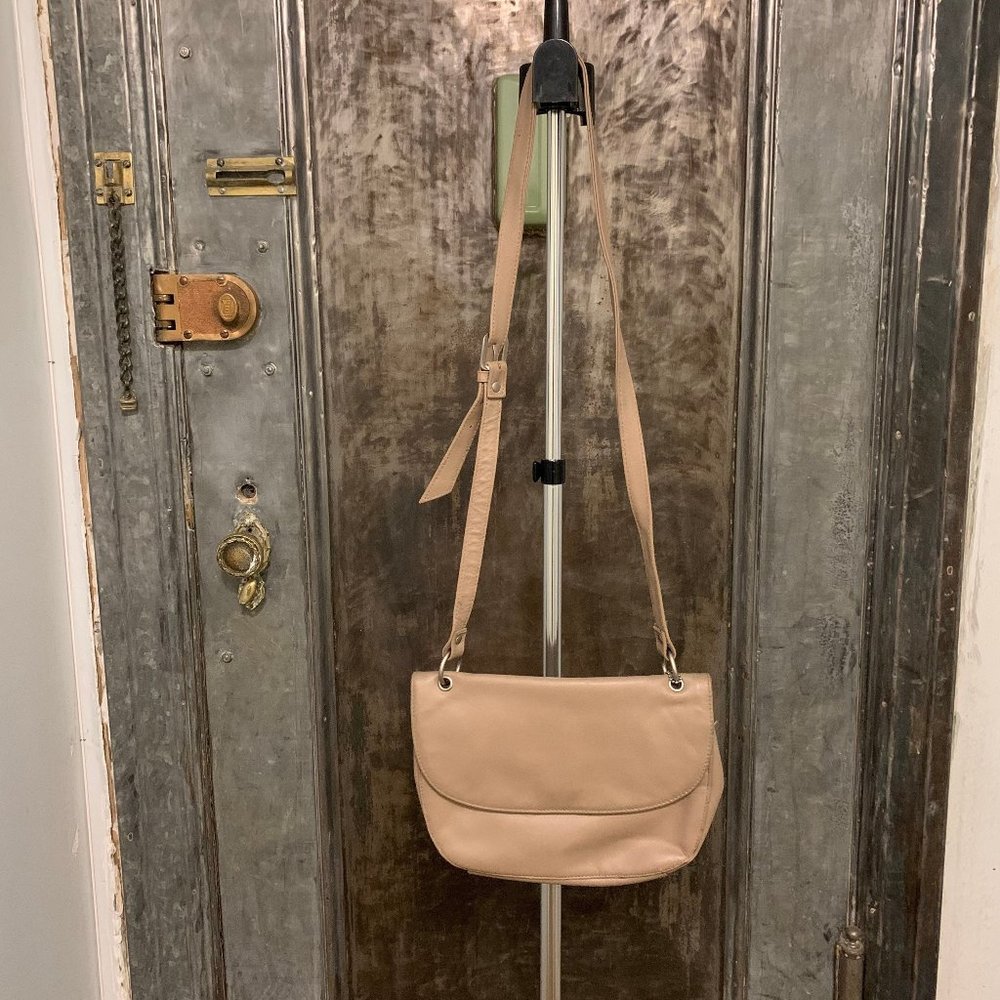 Vintage 80s 90s Amber stone beige Taupe and Leather Bag Shoulder Bag Purse cross